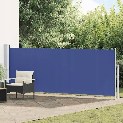 vidaXL Zatahovací boční markýza 140 x 500 cm modrá