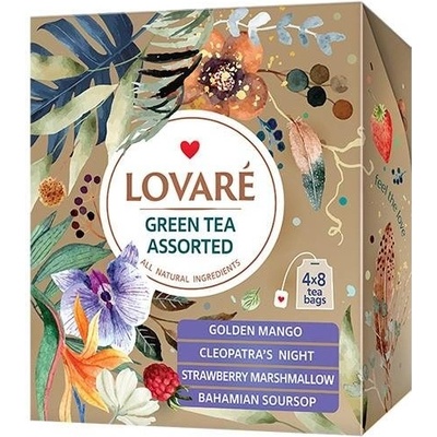 LOVARÉ Kolekce čajů Green Tea Assorted 32 sáčků