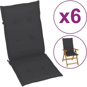 vidaXL Възглавници за стол с облегалка 6 бр антрацит 120x50x3 см плат (314104)