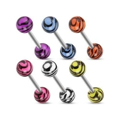 Šperky4U piercing do jazyka zebrovaný PJ01158-O