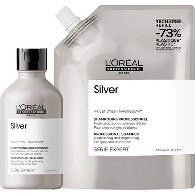 L'ORÉAL Professionnel Serie Expert Silver Neutralizační šampon pro šedé a bílé vlasy náhradní náplň 500 ml