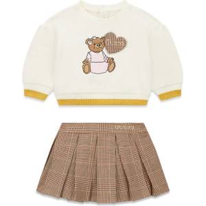 Guess Бебешки комплект Guess от две части - суичър с мече и карирана плисирана пола