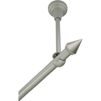 OK-GarnýžeCZ Garnýž kovová jednořadá 16mm Hrot stříbrná mat 370 cm do stropu / na tunýlek - bez kroužků