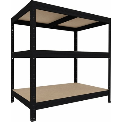 Biedrax Regál do technickej miestnosti 60 x 120 x 90 cm, čierny, 3 police MDF, 200 kg na policu