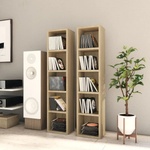 vidaXL CD шкафове, 2 бр, дъб сонома, 21x16x93, 5 см, ПДЧ (802699)