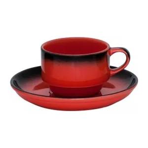 Gural Porselen - Marmaris Black/Red Чашка с чинийка 230ml. (NBNEO02CT631KMZS) (0180547)