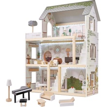 FunPlay 5944 Dřevěný domeček pro panenky s příslušenstvím3 patra 62x26,5x78cm