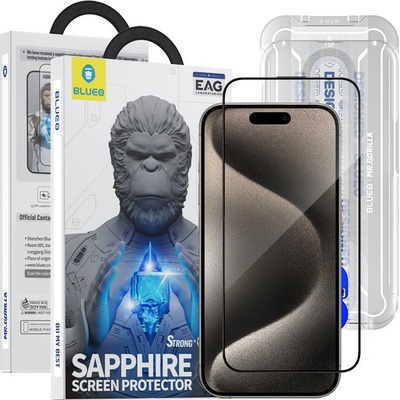 Blueo Sapphire Screen Protector With Applicator - защитно покритие от сапфирено стъкло за дисплея на iPhone 15 Pro Max (черен-прозрачен)