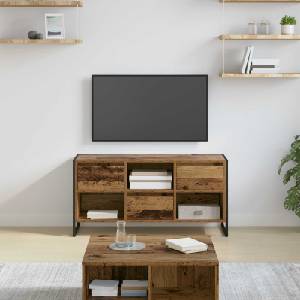 vidaXL ТВ шкаф 100 x 36 x 49, 5 см Старо дърво Инженерна дървесина (886508)
