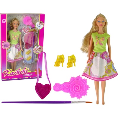 LEAN TOYS Panenka v šatech na malování s dlouhými vlasy