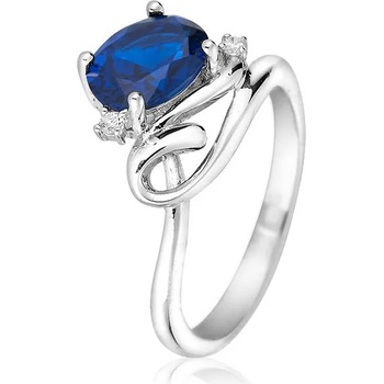 Image 1 of Swan Сребърен пръстен със сапфир и циркони SAP167RSwan