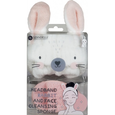 Standelli professional Kosmetická čelenka Zajíček + čisticí exfoliační houbička 2 ks