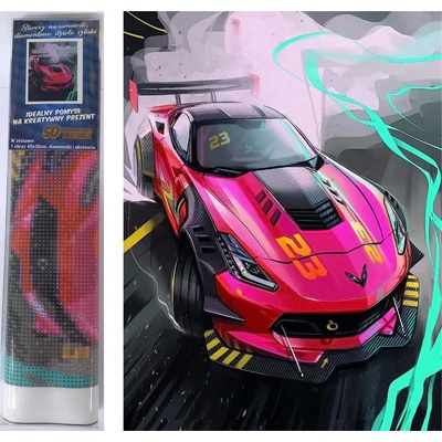 Norimpex - Puzzle Diamond Painting Pink sports car 30x40cm - 1 - 39 piese