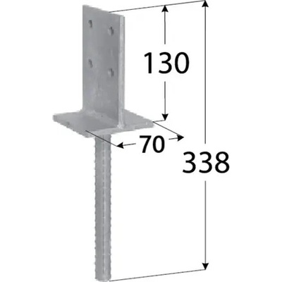 DomaxW zapustená pätka stĺpika obojstranná PSW 70 - 70 x 70 x 130 x 8 mm 6 ks