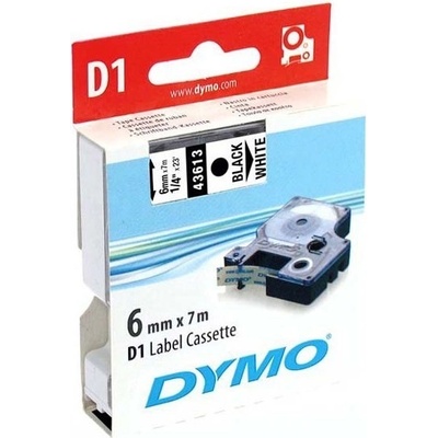 Dymo originál páska do tlačiarne štítkov, Dymo, 43613, S0720780, čierny tlač/biely podklad, 7m, 6mm, D1