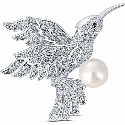 JwL Luxury Pearls brož kolibřík s pravou perlou JL0515 – Zboží Dáma