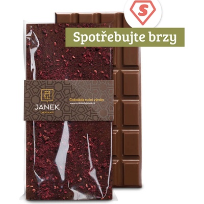 Čokoládovna Janek mléčná s drcenými lyofilizovanými malinami a ostružinami 85 g