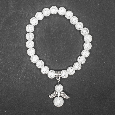 Milujeme Kameny Křišťál pukaný s přívěskem anděla náramek kulička NAAPAK115