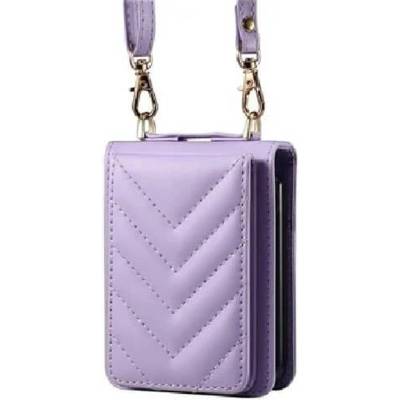 GKK Калъф Портмоне с Презрамка за Samsung Z Flip 7 FE/Z Flip 6, Leather Case, Лилав (5966011068631)