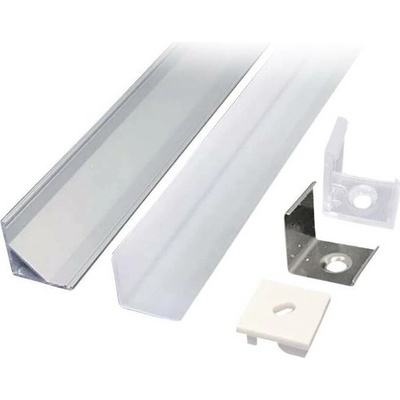 Solight hliníkový profil pro LED pásky rohový, 16x16mm, mléčný difuzor, 1m WM908