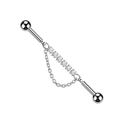 Šperky4U Industrial piercing s kamínky ID01048