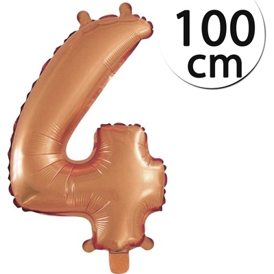FUN RAG 4Bronze 222448 Héliový balón fóliový číslo 4 bronzová 100 cm