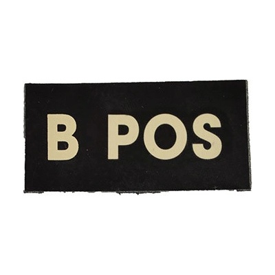 MILITARY RANGE Nášivka IFF IR krevní skupina VELCRO B POS ČERNÁ