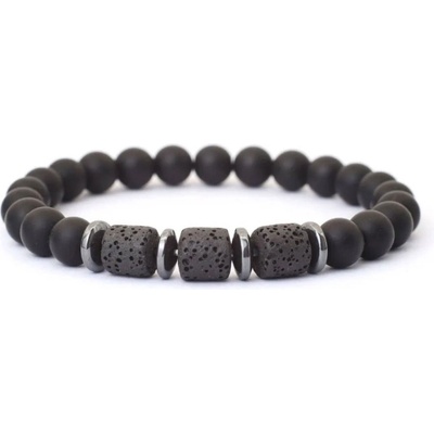 Daniel Dawson náramek Nicolo onyx hematit lávový kámen NR2107 Černá