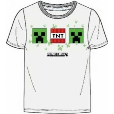 Fashion Chlapecké bavlněné tričko s krátkým rukávem Minecraft TNT bílé