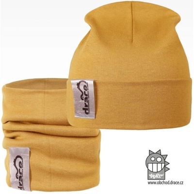 Dráče Pastels double set čepice a nákrčníku vzor 27 tmavě hořčicová
