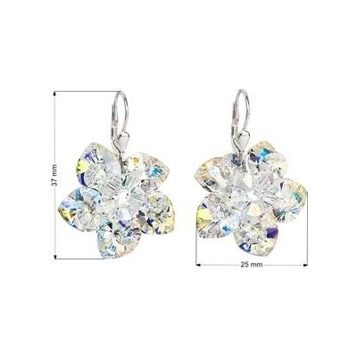Evolution Group stříbrné kytičky s krystaly Crystals From Swarovski AB 31130.2 AB