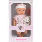 Moni Кукла Moni Toys - Lovely Baby, с дрешки на цветя и аксесоари, 30 cm (111799)