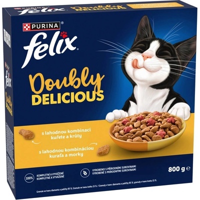 Felix Doubly Delicious granule pre mačky kura a morka 800 g