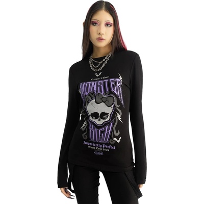 KILLSTAR дамска тениска с дълъг ръкав KILLSTAR x MATTEL MONSTER HIGH - World Ghoul Tour - черна/мулти - KSRA011075