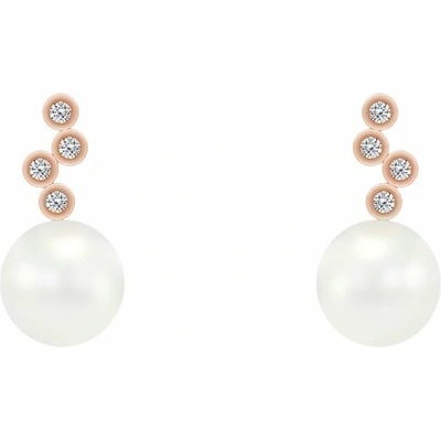 Eppi zlaté náušnice s perlami a diamantmi Nemezis E31107