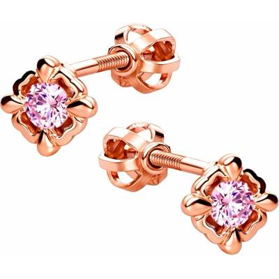 Zlaton Náušnice růžové zlato pecky s růžovým zirkonem 0.5cm 1.3g N05122502000