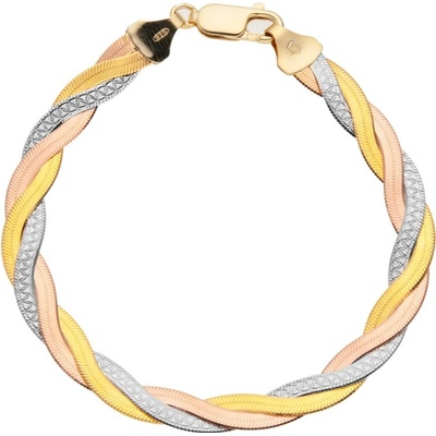 Bealio 06477 stříbrný náramek PLETENÝ 6 mm TRICOLOR 20 cm 03-06477-1441
