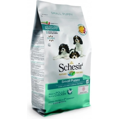 Schesir MINI Puppy Monoprotein - Пълноценна суха храна за подрастващи кучета от малки и мини породи с пилешко месо, 800 гр
