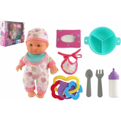 Teddies bábika miminko s lahví a bryndáčkem 36 cm