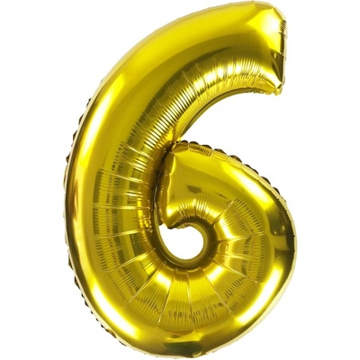 PartyDeco Fóliový balón Mini Číslo 6 zlatý 35cm