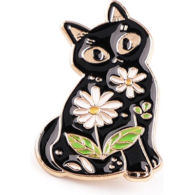 Stoklasa brož odznak kočka 5 černá květy