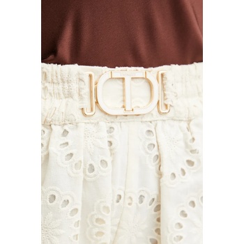 Twinset Памучен къс панталон Twinset в бежово с десен с висока талия 251TT2363 (251TT2363)