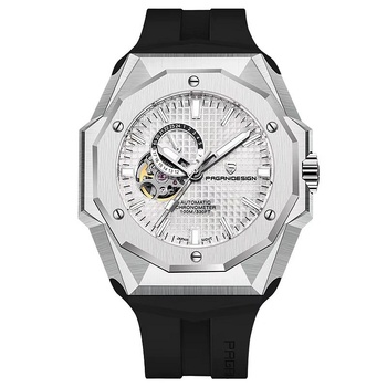 Pagani Мъжки часовник Pagani Design Javelot, Автоматичен, Силикон, Черен / Сребрист (PD-YS010LINE-BLACK-SILV)