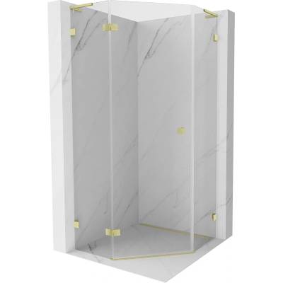 Mexen Lunar L петостенна душ кабина с врата наляво 90 x 90 см, прозрачна, златно (831L-090L-090P-55-00-L)
