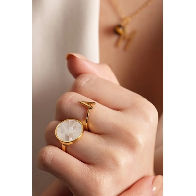 Design Letters Позлатен сребърен пръстен Design Letters (90605001PEARL)