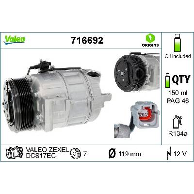 VALEO Kompresor, klimatizace NEW ORIGINAL PART 716692