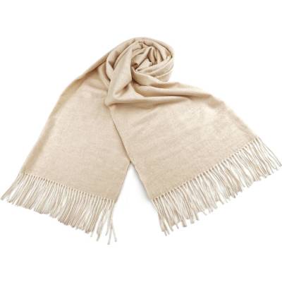 Šál typu pashmina so strapcami 2 béžová svetlá
