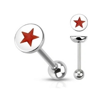 Šperky4U piercing do jazyku červená hvězda PJ01044