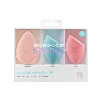 Real Techniques sponge+ Miracle Cleanse čistiaca hubka na tvár 1 ks + Miracle Airblend precízna hubka na make-up 1 ks + Miracle Powder precízna hubka na make-up 1 ks