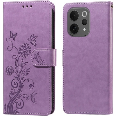 Flowery knížkové pouzdro na Vivo V70 5G - světlefialové